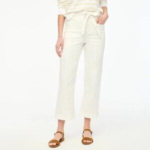 J. Crew Paper-Bag Jeans Cropped Elastic Waistband White Size 27